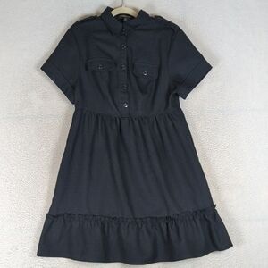Vertigo Paris Women's Black Utility Button Collared‎ Dress Size M